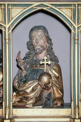 Intaglio in legno di Gesù Cristo (dettaglio)